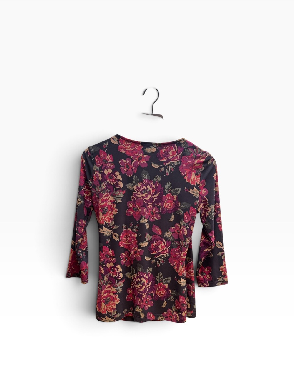 Chaps vintage Floral Surplice Top - Wine Floral size medium - Picture 7 of 10
